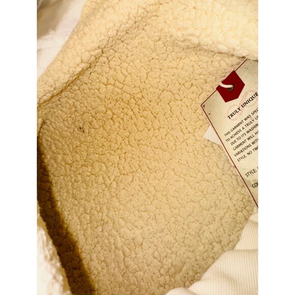 NWT Stoosh Vintage Boxy M Denim Sherpa Chore Coat Barn Jacket Cream Oversized - Picture 12 of 14